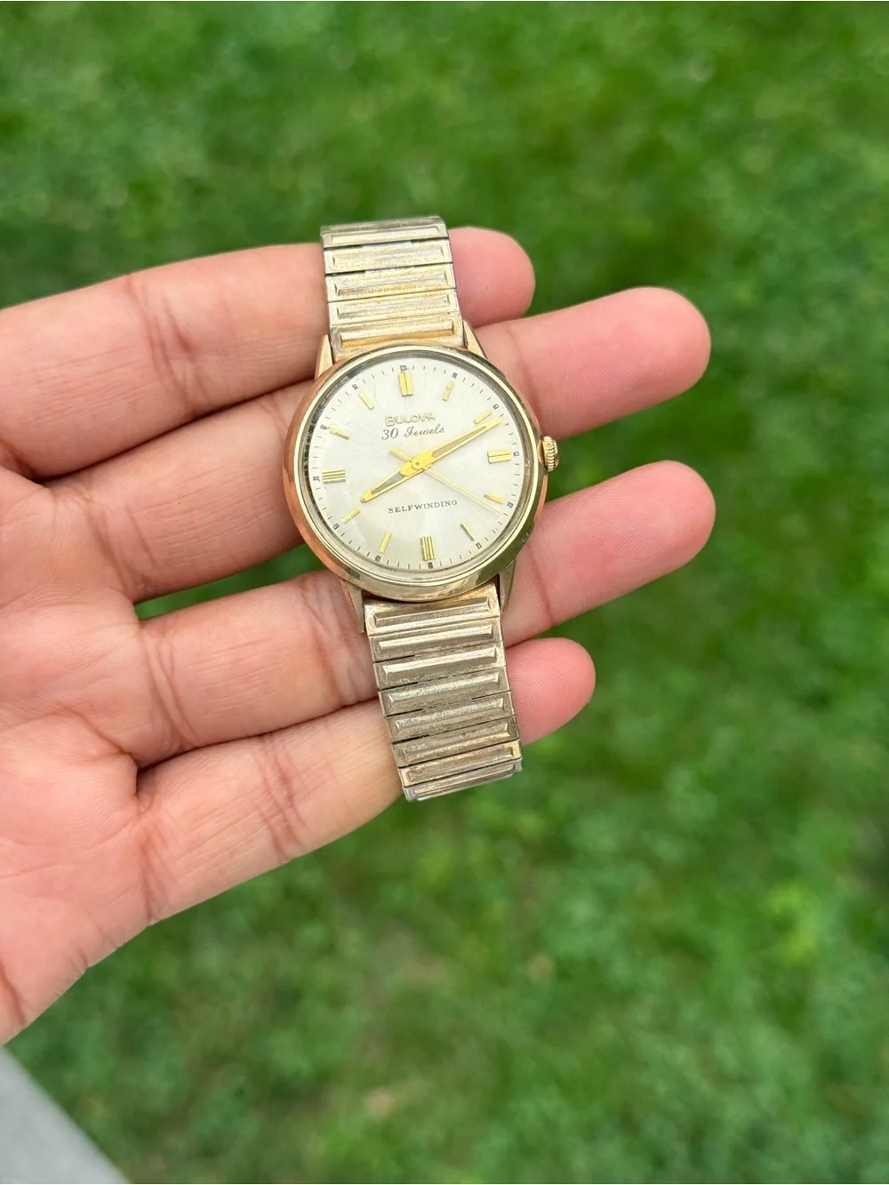 BULOVA vintage SELF-WINDING 30 jewels AUTOMATIC 10k GOLD 1960 WRISTWATCH